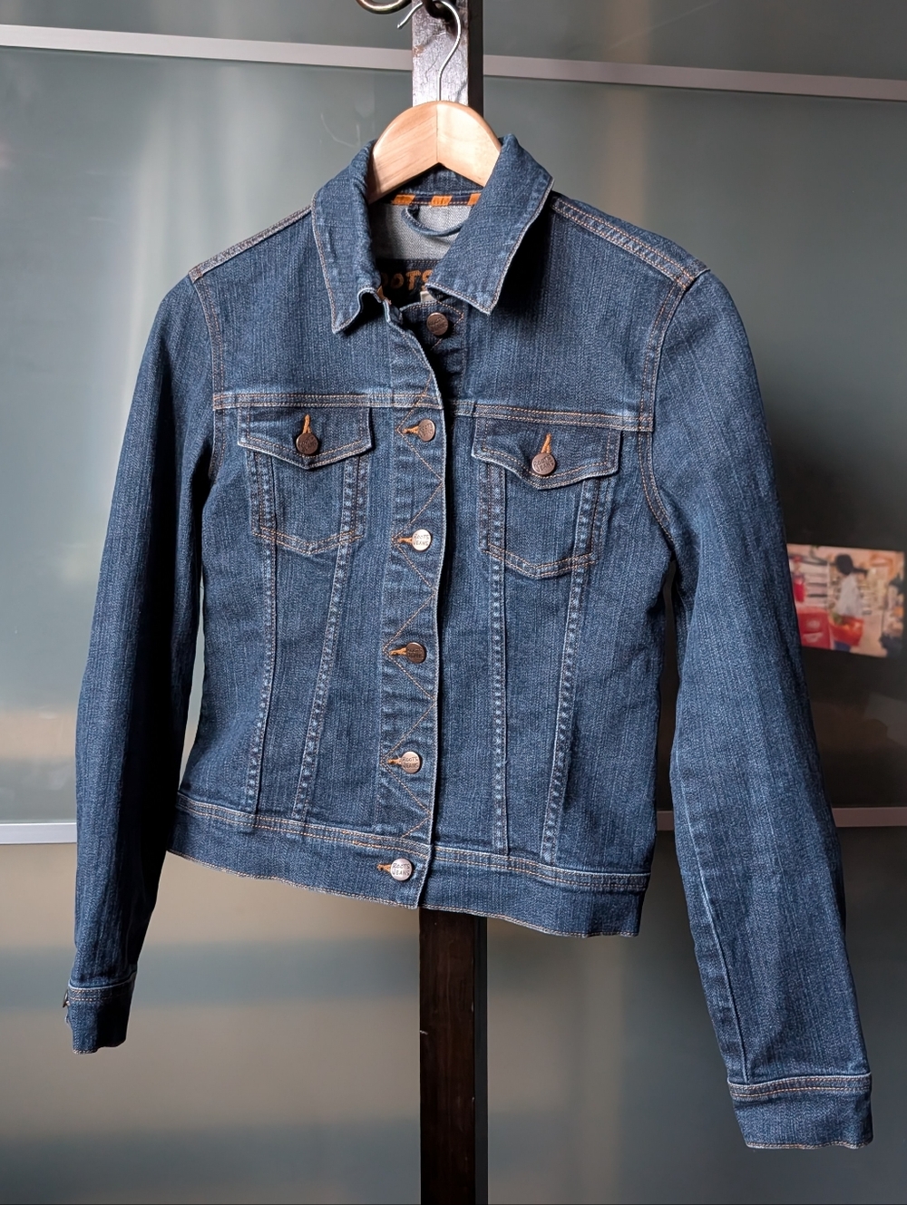 Preloved Roots Classic Dark Blue Denim Jacket - Small